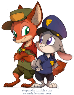 stepanda:Nick Wilde and Judy Hopps by StePandy  This is my first fanart i made of Zootopia:  http://stepanda.tumblr.com/post/121844806320/zootopia-by-stepandy Hnnng &lt;3