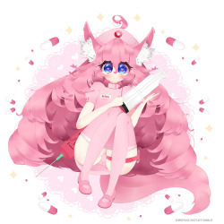 kiwipancakes:  Commission for adventuresoftera &lt;3 Edit: let’s ignore that I forgot to color the little syringes and had to edit this post, because that’s really embarrassing orz.   PINK &lt;3 Go love kiwipancakes , give her love, NOW