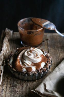confectionerybliss:  Ice Cream Tarts With Chocolate Sauce &amp; Pecans • This Rawsom Vegan Life