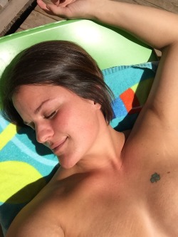 hippygirl81:  Sun bathing. Trying to make some tan lines for the boyf… Otherwise I’d be nekkid 😏😋 a certain tumblr follower is turning me on so much with himself I can’t help but touch myself while thinking about him 😏💋 aceguy12 