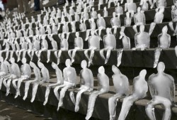  1,000 ice sculptures, left to melt upon the stairs in a Berlin square.  