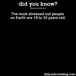 did-you-kno:  The most stressed out people on Earth are 18 to 33 years old.  Source