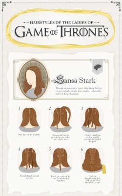 lip-lock:  Hairstyles of the Ladies of the Game of Thrones | by Healthy Hair Plus® Here’s something fun to try out this weekend! Follow these step-by-step instructions provided by the good folk of Healthy Hair Plus to replicate the hairstyle of your