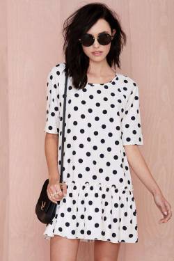 i-love-polka-dots:  Nasty Gal Get Dropped Polka Dot DressHeart it on Wantering and get an alert when it goes on sale.  lrny86