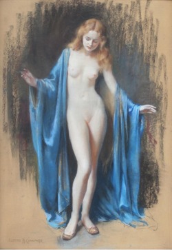 artbeautypaintings:Woman with blue robe - Albert Henry Collings