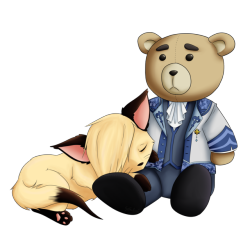 youkai93: Just a little drawing of a Yuri kitten with his Otabear