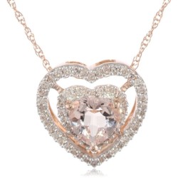 justme1398:  10k Rose Gold Morganite and Diamond Heart Pendant Necklace (0.2 cttw GH, Color, I1-I2 Clarity 17&quot;   ❤ liked on Polyvore (see more rose gold pendant necklaces)