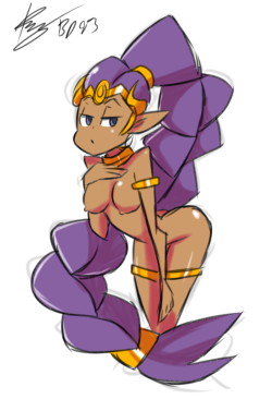 bigdead93:  15-minute Shantae nudie sketch.  Face is a little mucked up but, whatever.  It’s a sketch. TvT 
