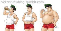 verzisnsfwblog: Jake long growth sequence, containing weight, muscle and a bit of height, commission for patron, rokusho!   If you’re interested in throwing money at me to draw you stuff, check out this page, or this post for commission and donation