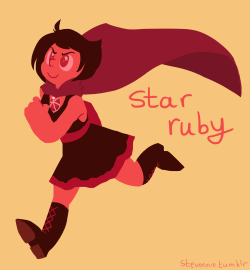 stevonnie:  aaaand here’s ruby and yang gems! star ruby is a… regular gem, i guess? fire opal is a kindergarten gem specifically.blake and weiss are coming soon!