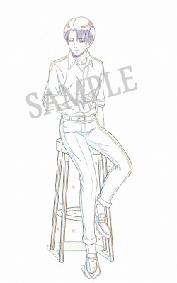 fuku-shuu: Original Levi illustration by WIT Studio   Life-size Cardboard Stand (For sale) A post card featuring the illustration will be gifted as part of the upcoming “Levi Memorial Fair” birthday celebration! Update (December 1st, 2017): Added