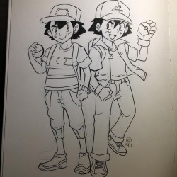 makoblue-art:A #homage to my original favorite guy from the very beginning. #ashketchum , you sure have gone soft (literally haha) since kanto! But that’s okay, way to reel in the newest generation #pokemon may you live on as the world turns! #fanart