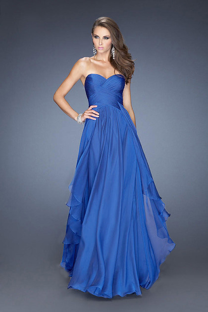 Blue high low semi formal dresses
