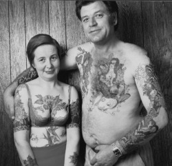 loscotalostattoos:  Tattoo Rene Den Helder Holland Tattooist 1970’s with his wife Rina 