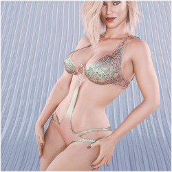 A sexy and new teasing Monokini for your Genesis 3 Females and Genesis 8 Females! Use it as swimwear, for seductive Pin Ups or wild Sci-Fi scenes, let your  imagination roam. Ready for Daz Studio 4.9+ and is 24% off until 12/31/2017! Fabkini G3F/G8F 