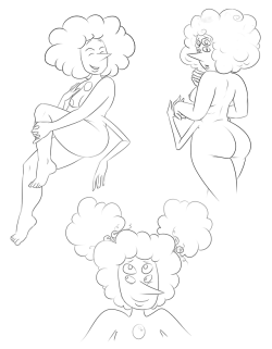 Rhodonite doodles!I don’t know why, but I have this little headcanon that she’s a closet nudist. Kinda want to do something with that, like a ficlet.