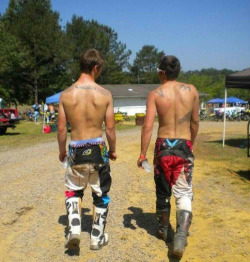 domsneakerdirty:  hotboxingguys:  Not fighters, Just plain hot!   hot motocross bikers with boots