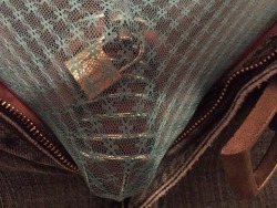 “You like metal cages?” Submitted by sissychloeThank you for the submission :) The meshy panties are such a nice contrast to those dark washed jeans.