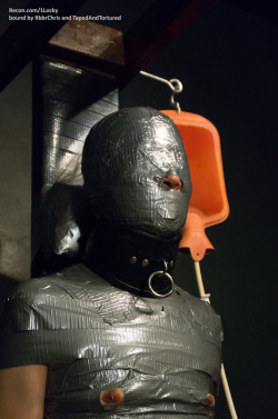 tapedandtortured:Taped tightly to a chair, unaware of what is about to happen to him.