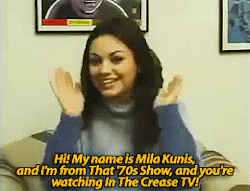 that70sshowofficial:  In The Crease TV promo from 2001! Mila was 17 and Ashton was 23! [x]