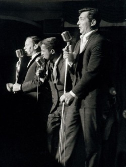 theswinginsixties:  Frank Sinatra, Sammy Davis Jr. and Dean Martin on stage in Las Vegas, 1960s.  Martini please