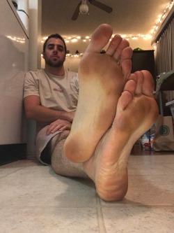 facedownsolesup:  dirtysocksfootboy:  Who’s going to lick the grime from Master’s perfect feet?  All day everyday 