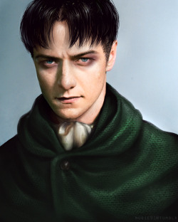 morie91:  i remember this snk fancast post on tumblr… and someone suggested James McAvoy for Levi… so i did this photomanip/overpaint thingie (: 