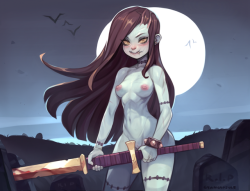 cyancapsule: Undead Girl.Her name is Juliet, she’s really skinny and has gone through some rough times. She has some gnarly teeth and likes to gnaw on bones and things.   Support me on Patreon for new PSDs &amp; sketch batches!You can find previous