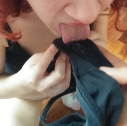 mygfkia:  Licking own panties!!! Would you like to kiss her? 