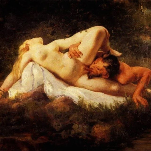 “Satyr Satisfies Nymph” by Arthur Fischer (1900)https://painted-face.com/