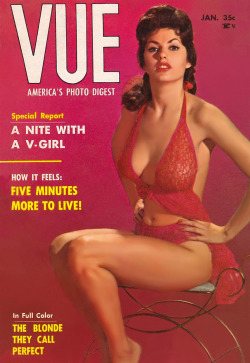 burleskateer:Beverly Hills (aka. Beverly Powers) graces the cover of the January ‘63 edition of ‘VUE’ magazine; a popular Men’s Digest..