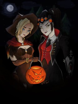 trupiawdowa:  Witch x Huntress ____fanart for: @gay-for-pharmercy  special thanks to @ephinhell for  tips  ____First and probably the last one of my published fanarts