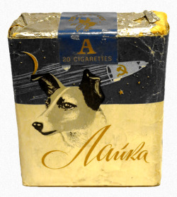 devilduck:  Soviet Space Dog Laika Cigarette Pack Soviet Union, 1950s. 