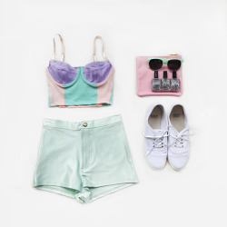 americanapparel:  A perfect summer festival outfit with the new Color Block Underwire Bustier. Find it in a store near you!