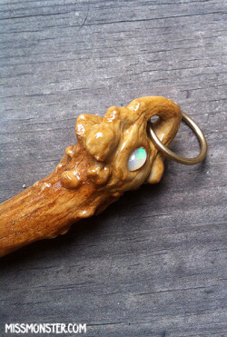 missmonstermel:  Antler pendants are in the shop!http://missmonster.myshopify.com/I love how these look! This is a pendant made from a real antler tip with a hand sculpted top. It is sculpted from epoxy, a very durable material. Each one has a small opal