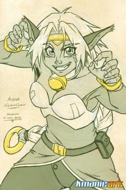 kmanicart:  Sketch 17, Aisha Clanclan wants you to surrender, Terran! Been a while since I watched Outlaw Star. All I really remember is it was a weird ending… I’m gonna have to watch it again. Amusingly I almost completely forgot to draw her ears,