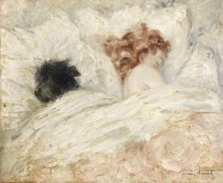 huariqueje:    Femme Endormie avec son Chien.(Woman Sleeping with her Dog)   -    Louis Icart  French,  1888-1950   Oil on canvas 