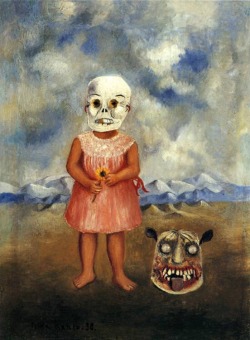 dissolvedspine:girl with death mask - Frida Kahlo 1938