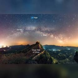 The Summer Triangle over the Great Wall - annotated #nasa #apod
