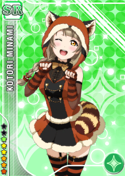So I just learned that this card of Kotori existsIT MAKES ME SO HAPPYRed pandas are by far the cutest animals that walk this earth and to see Kotori dressed up as one is too muchSHE’S SO CUTE