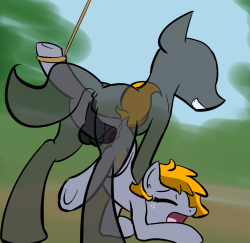  sonicdashasked: I say a anon pony takes her from behind while pounding her plot before cutting the rope! 