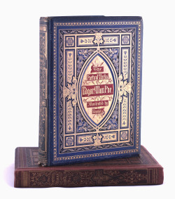 michaelmoonsbookshop:  Attractive publishers cloth highlighted in gilt - beveled edge boards The Poetical Works of Edgar Allan Poe - Illustrated by Tenniel &amp;c Undated c1865 - an attractive illustrated 19th century edition