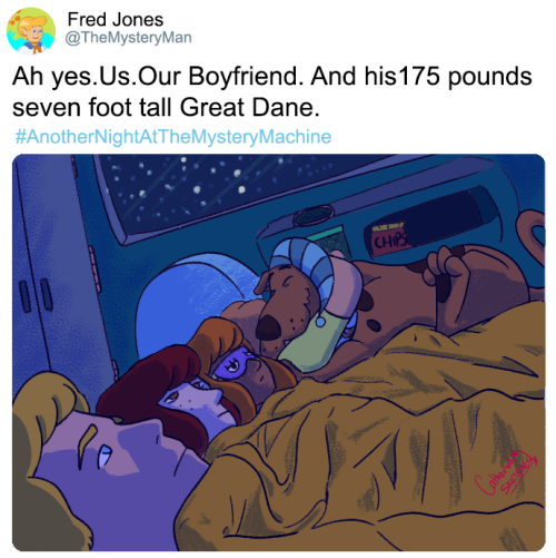 forfuckssakejim:nottheatretrash: the-scooby-gang:  the-scooby-gang: Stop with the faces. You guys love Scooby as much as he do. The thrilling sequel  POLYAM MYSTERY INC POLYAM MYSTERY INC POLYAM MYSTERY INC POLYAM MYST-    @deathishauntedbyhumans 