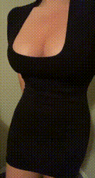 Little black dress, no bra