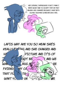 not-an-oyster:  barn mates in a nutshell   Steven doesn’t really understand that kinda stuff i guess, he’s a bit too innocent to know about how abuse works sometimes and stuff like that