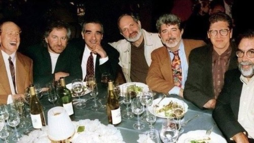 blondebrainpower:Ron Howard, Steven Spielberg, Martin Scorsese, Brian De Palma, George Lucas, Robert Zemeckis and Francis Ford Coppola at Lucas’ 50th birthday party. May, 1994