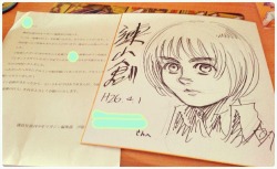 Sketch of Armin by Isayama from April 1st! (Source)Lucky fan!
