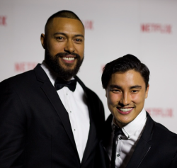 marcopolonflx:Khans sons Remy Hii and Uli Latukefu giving us their best smiles on the red carpet for netflixanz.