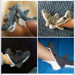 notnumbersix:  lovelykinkythings:Shark Feet Hoo Ha Ha!   notnumbersix I want to make  these for you.   I’d love to wear them on vacation!We were just discussing the idea of being shark bait last night…😬😬. Perhaps I’d be safer in these!  Squeee!