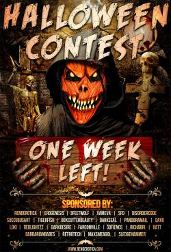  Hurry up ghouls and goblins, there&rsquo;s only one week left to get your  entries posted for the 2015 Renderotica Halloween Render Contest! If you are one of those who wait&rsquo;s till the last minute&hellip;. that time is at hand! you have until 10-23